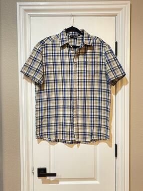Mens Silver Point Button Down Shirt Short Sleeve X Large Plaid
